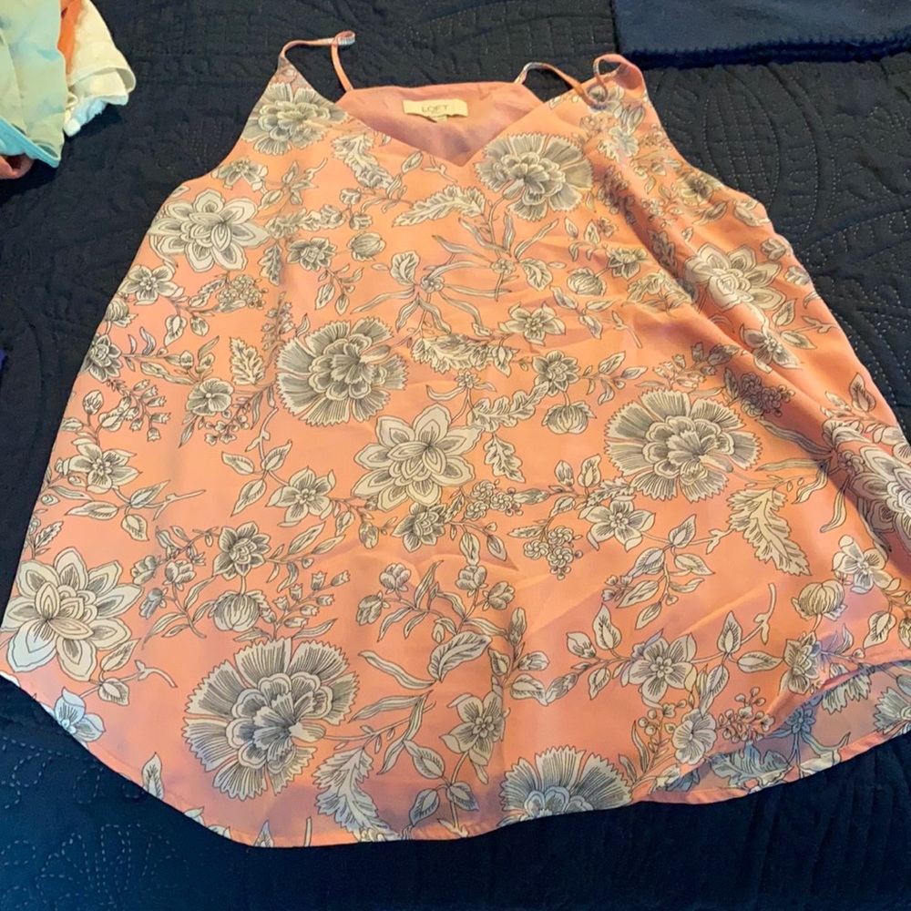 Loft tank top peach, white and black sz m